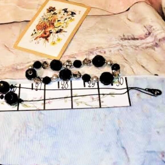 Very Versatile Black Faceted Beads on String Sautoir Necklace & Bracelet… - Picture 5 of 5